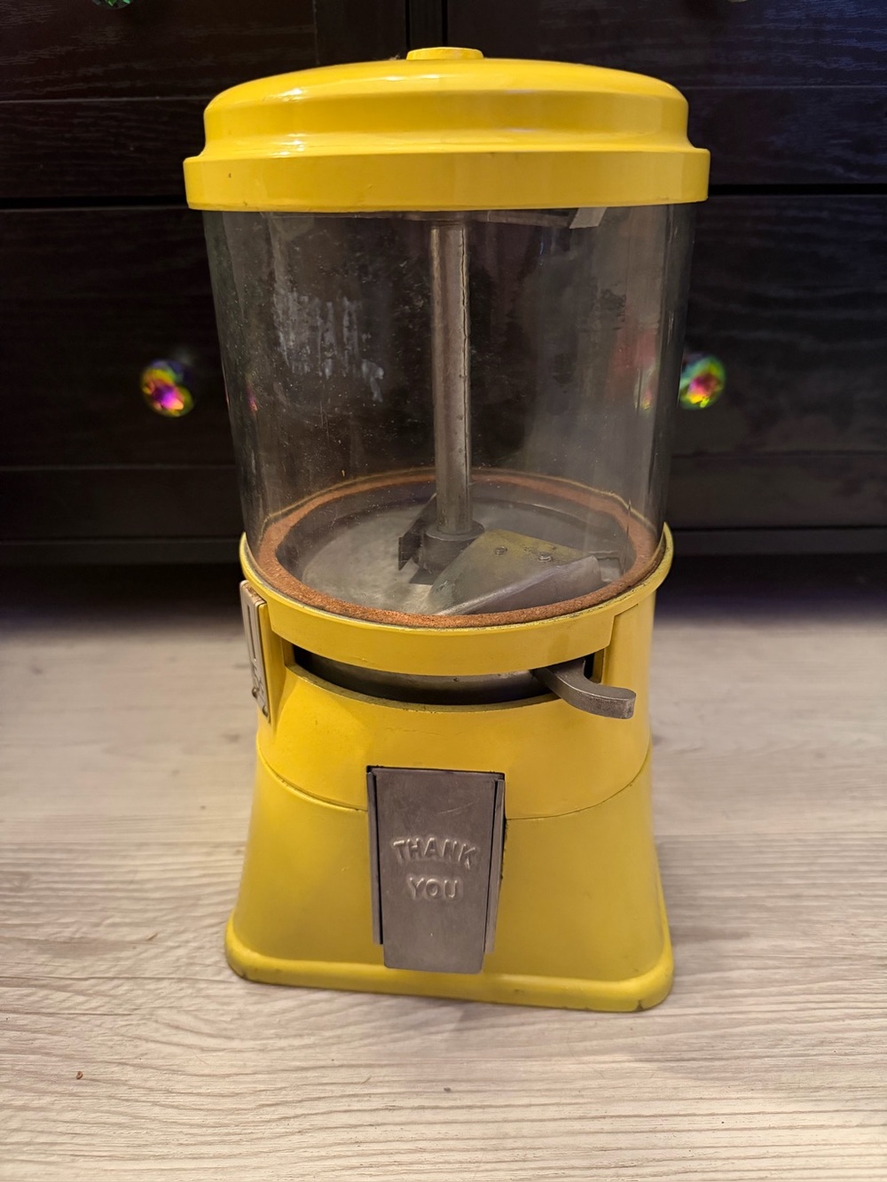 Yellow 5 cent Art Deco gumball machine
